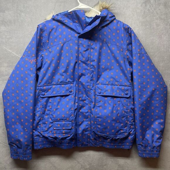 Burton Youth Snowboard Ski Jacket Size XL Blue AOP  Hooded DryRider Winter‎ Snow - Picture 1 of 11